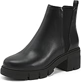 REDTOP Women's Chelsea Boots Elastic Chunky Block Heel Platform Lug Sole Ankle Booties