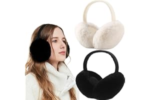 Eyegla Winter Ear Muffs Women Adjustable Fuzzy Earmuffs Faux Fur Ear Warmers Foldable Ear Covers for Cold Weather