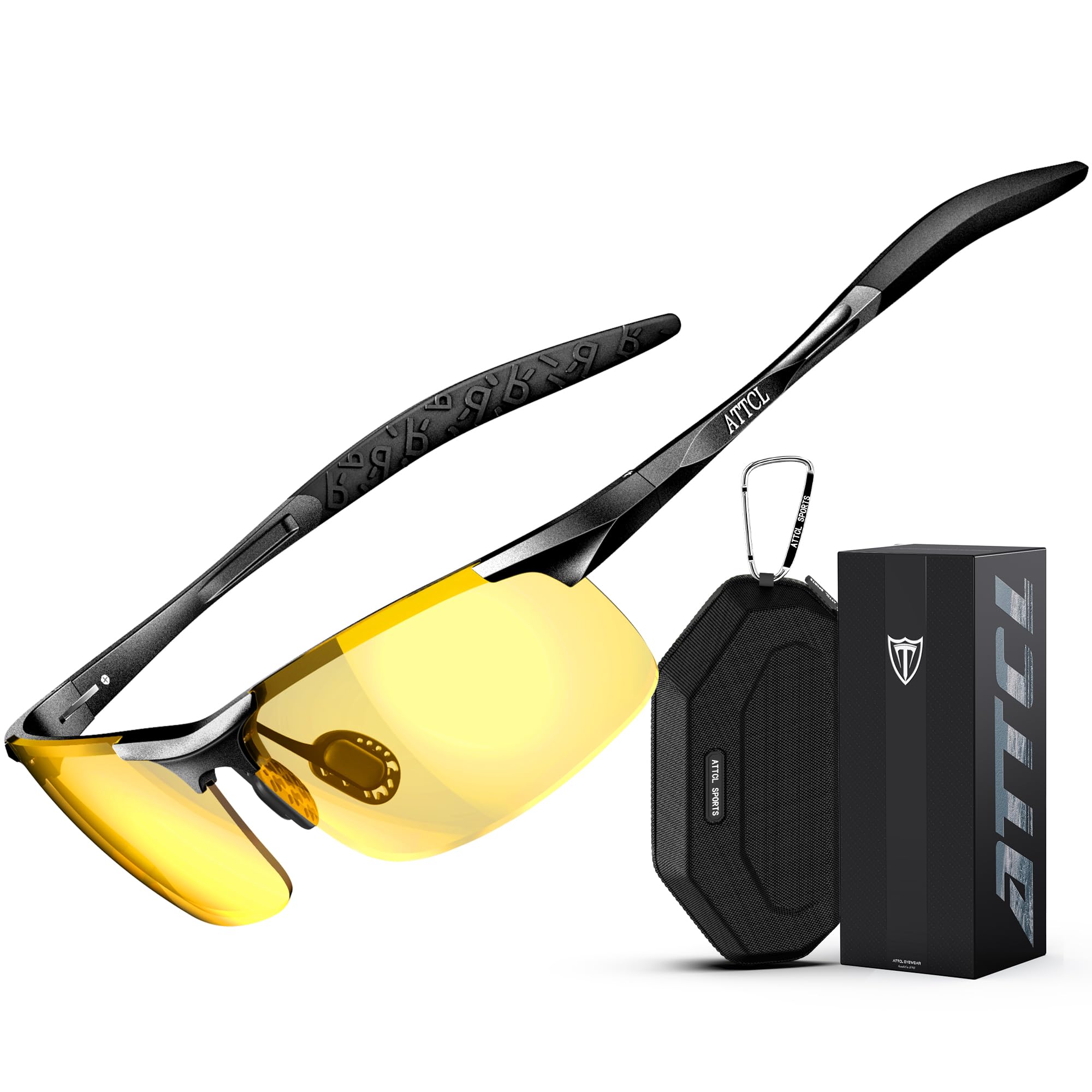 ATTCL Night Driving Glasses for Men - Yellow Lens Reduces Glare, Improves Night Vision for Safer Nighttime Driving Sunglasses 8177 Yeshi