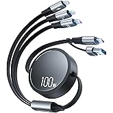 CAFELE 100W Multi Charging Cable, 6-in-1 Retractable USB C/A Cable, 5A Fast Charger Cord for Multiple Devices with Type C/L/Micro Ports for Phone 17 16 15 14 Pro Max, S24/S23, MBook, Pad (3.6ft)