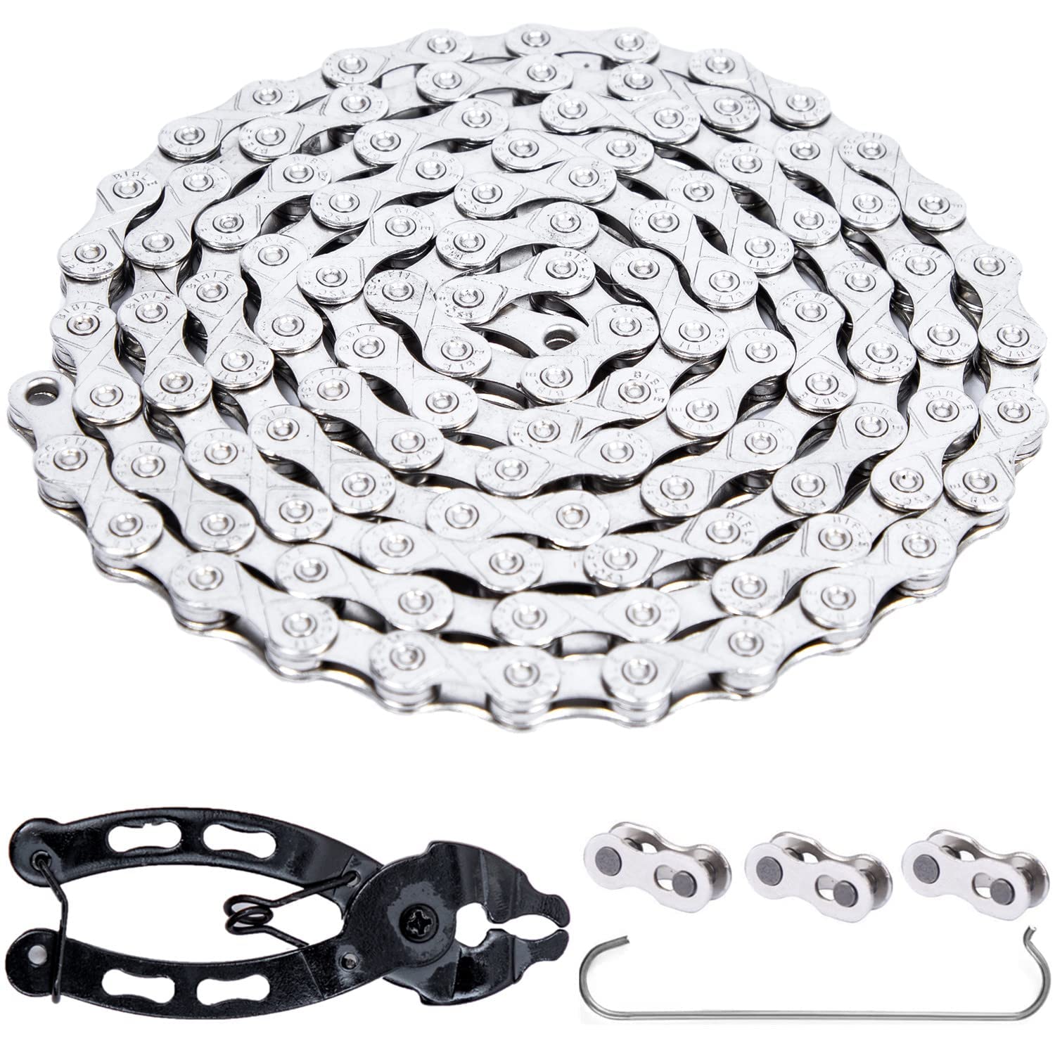 YBEKI Premium Carbon Steel Bike Chain 9/10/11/12 Speed | Shimano/SRAM Compatible with 3 PowerLinks & Pro Chain Tool | Anti-Rust Silver Plating for UK Weather (116 Links 1/2"x11/128") (balck 11 Speed)