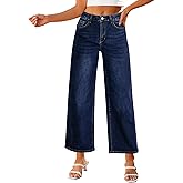 luvamia Wide Leg Jeans for Women High Waisted Relaxed Fit Trendy Stretchy Denim Pants Ankle Trouser Jeans with Pockets
