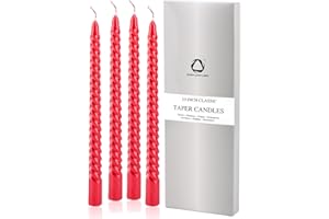 SEVEN LUCKY LIGHT Red Taper Candles, Metal Style Taper Candles Set of 4, Ture Dripless 10 inch Candlesticks,8 hrs Clean Burning Long Candle Sticks
