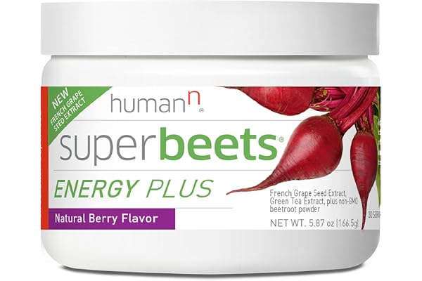 HumanN SuperBeets Energy Plus with Grape Seed Extract - Includes Beet Root Powder, Green Tea Extract, Caffeine, Vitamin C - N