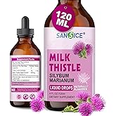 SANSICE Milk Thistle Liver Detox Supplement-Organic Milk Thistle Extract Supplement Liver Cleanse Detox & Repair Liquid-Liver Supplement Silymarin MilkThistle Drop for Liver Support-Non GMO, 4 Fl Oz