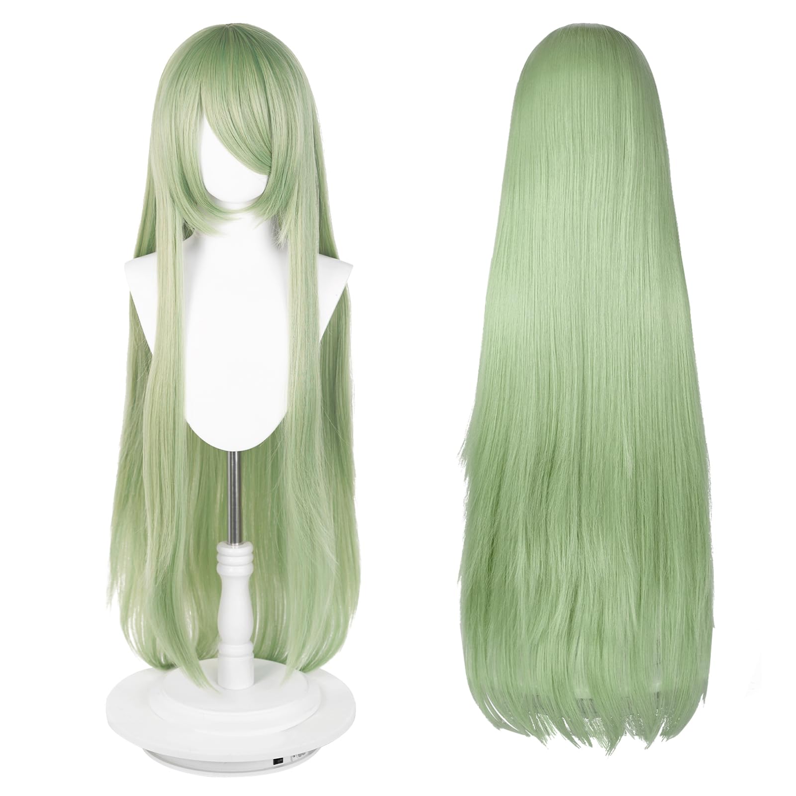 Photo 1 of UTIEHD 100cm / 40 Inch Long Wig, Universal Anime Costume Cosplay Wig, Perfect for Party, Daily-Use, Festivals, and Halloween, Great for TV, Film, Anime Game Character Cosplay (Light Green)