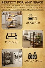 FEFE 3 Tier Rolling Kitchen Cart Rustic Wood Metal Wine Glass Rack 25kg view 8