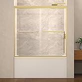 ENSO SENKA 60" W x 58" H Semi-Frameless Bypass Sliding Bathtub Shower Door, Easy-to-Clean Treated Clear Tempered Glass, Brush