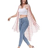 Anna-Kaci Boho Crochet Long Vest Top for Women Sleeveless Lace Cardigan Kimono Swimwear Cover Ups