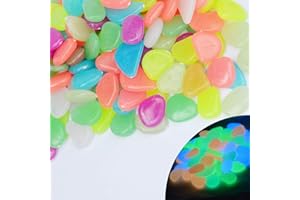 VNAKER Glow in The Dark Pebbles 200 Pcs, Luminous Glow Garden Stones for Garden/Landscaping/Fish Tank/Plant Pots/Yard Plant Decorations