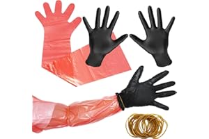 Nirvany 50 Pairs Field Dressing Gloves Deer Hunting Gutting Gloves with Long and Short Dressing Gut Mittens Combo Pack