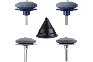 IRmm 4 Pack Lawn Mower Blade Sharpener, Lawnmower Blade Sharpener for Drill with Blade Balancer, Mower Blade Sharpener for Any Power Hand Drill