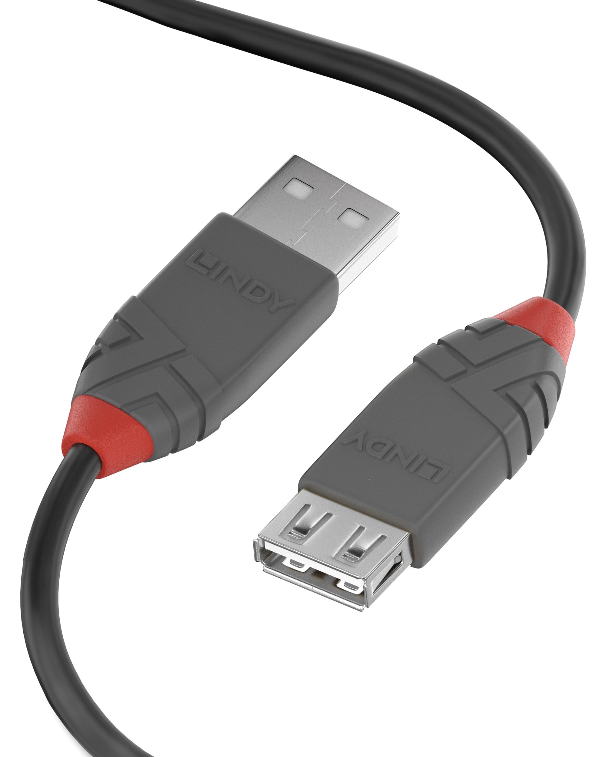 Lindy USB 2.0 Type A Extension Cable 0.5m, USB A Male to A Female Cable, Data Transfer Compatible for Printer, PC, Laptop, Scanner, Camera, Keyboard, Hard Drive, USB Disk, Anthra Line - Black โ image 1
