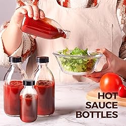 8oz Clear Glass Bottle with Lids, 3 Pack Round