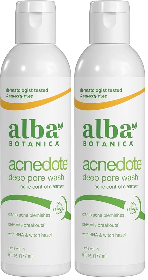 Alba Botanica Acnedote Maximum Strength Deep Pore Wash, 6 Oz (Pack of 2)