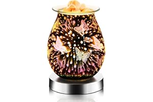 Blingbin Wax Melt Warmer 3D Glass Wax Burner Electric Fragrance Melter Night Light for Living Room Bedroom Decoration