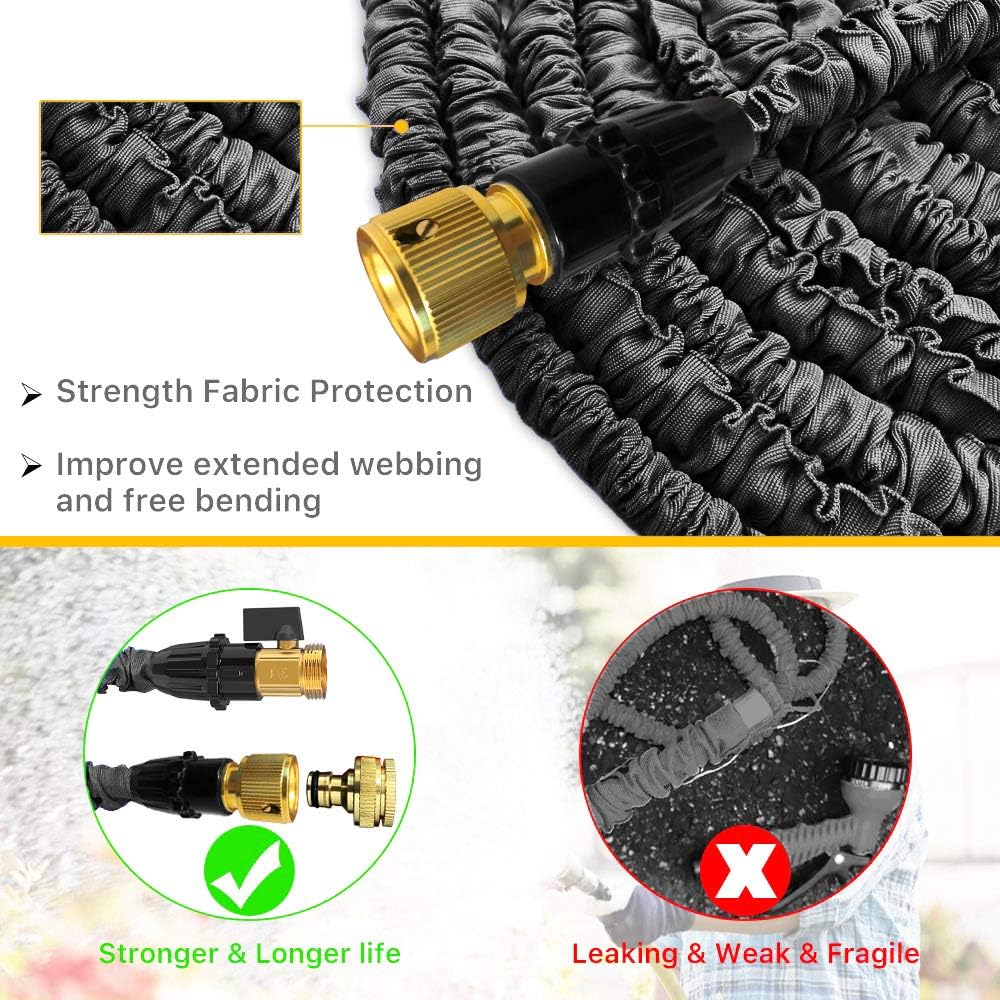 Liwison Expandable Garden Hose Pipe Upgrade 3-Layer Latex CoreFlexible Water Hose No Kink Anti-Leakage Gardening Hose For Patio,Lawn,Garden (Black 100FT) - Image 5