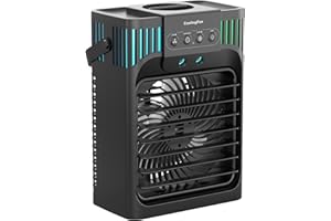 SERANTZON Portable Air Conditioners,4-in-1 Evaporative Air Cooler with 3 Speeds, 3 Modes & 7 LED Light Cooling Fan with Remote, 2-8H Timer, 1200ML Personal Mini Air Conditioner for Bedroom and Office