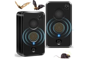 LYCXBFJIA 2 Pack Ultrasonic Bat Repellent Devices for Attic House, Battery Operated Bat Repeller for Indoor Outdoor Use, Adjustable Deterrent Device Keep Bats Away, Friendly to Human & Pet(Black)
