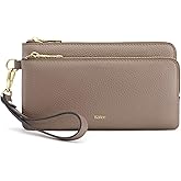 Kattee RFID Wallet Women, Leather Wristlet Wallets for Women, Slim Clutch Purses, with Credit Card Holder