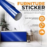 vgoltd Gloss Self-Adhesive Vinyl Wrap 60x200 cm Blue Kitchen Countertop view 2