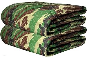 JourneyO 2 Camo Heavy-Duty Moving & Packing Blankets - Ultra Thick Pro - 80" x 72" (65 lb/dz Weight) - Professional Quilted Shipping Furniture Pads (2 Heavy Duty Camo Blankets 65lbs/Dozen)