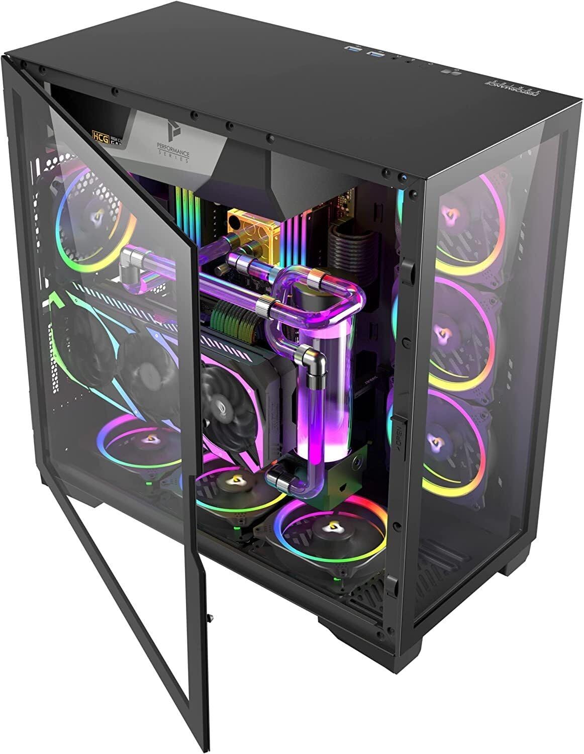 Antec Performance Series P120 Crystal E-ATX Mid-Tower Case, Tempered Glass Front & Side Panels White Led USB3.0 X 2, Aluminum Vga Holder Included - PC