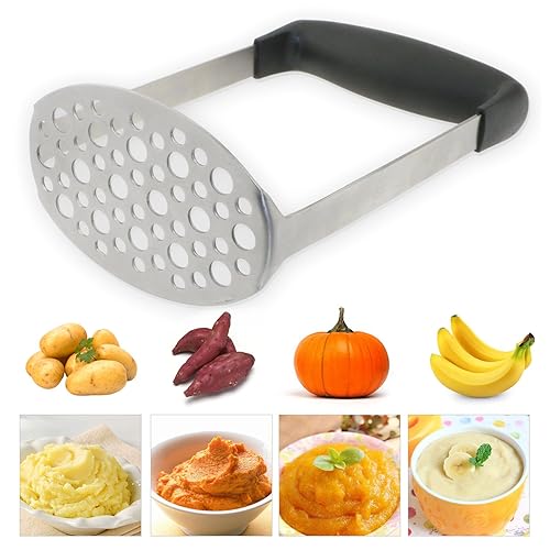 TedGem Masher,Stainless Steel Potato Masher with Handle, Baby Food Masher, Fruit & Vegetable