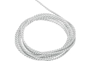 MECCANIXITY Twisted Cord Trim, 11 Yard 2mm 3-Ply Twine Braided Rope Shiny Thread String for Craft Gift Bag Curtain Christmas Decor, Silver Grey - 10m