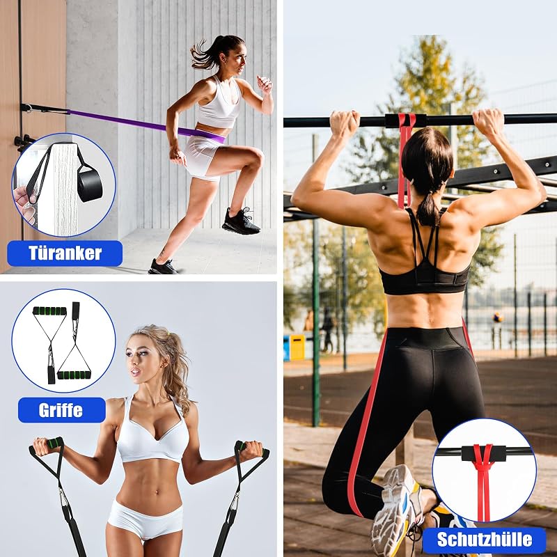 Fitnessbänder Resistance Bands Set mit 4 Stufen
