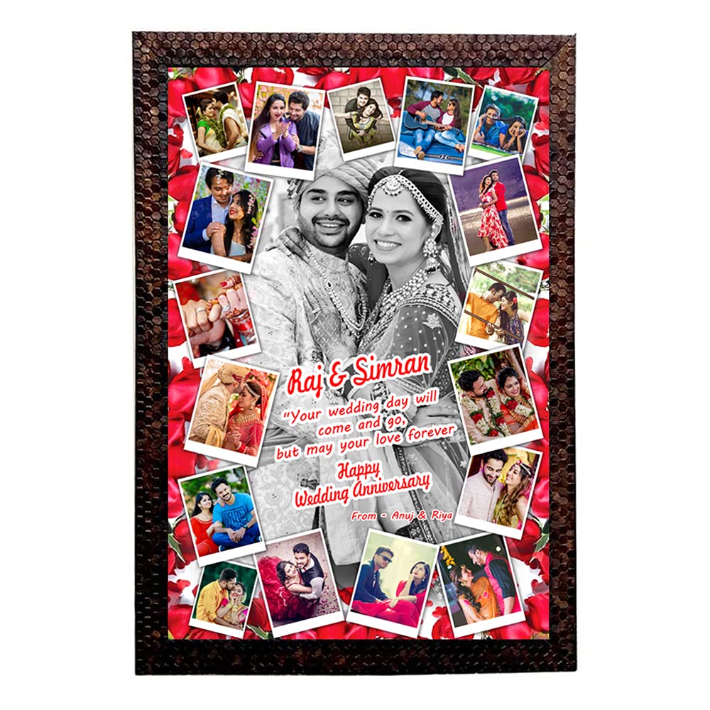 Deep Prints Personalized Collage Photo Frame Wedding, Annivarsay