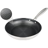 Stainless Steel Nonstick Frying Pan, Hybrid Ceramic 10-Inch Frying Pan, Stay-Cool Handle, PFAS & PFOA PTFE Free, Dishwasher & Oven Safe, Scratch-Resistant, Compatible with Induction & All Cooktops