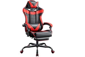 Seenda Game Chair with Footrest and Lumbar Support, Ergonomic Computer Chair Height Adjustable with Swivel Seat and Headrest,