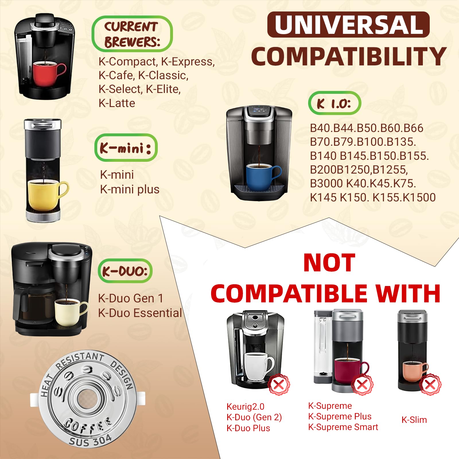 4 Pack Reusable K Cups Coffee Pods for Keurig 1.0: Stainless Steel Reusable Coffee Pods for Keurig Coffee Pods Reusable, BPA-Free, SUS 304‌, Scoop, Heat Resistant Handles