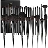 Docolor Makeup Brushes Set Professional 30Pcs Obsidian Makeup Brushes Premium Synthetic Powder Kabuki Foundation Contour Blush Concealer Eye Shadow Blending Eyeliner Crease Eyebrow Make Up Brush Kit