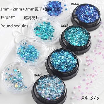 Amazon Com Dalin 4 Boxes Blue Holographic Chunky Glitter Round