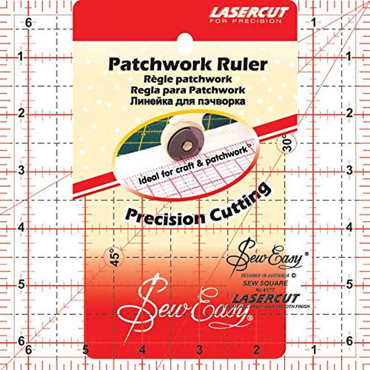 Tacony Corporation Plastic SewEasy Square Quilt Ruler-6.5-inch x 6.5-inch