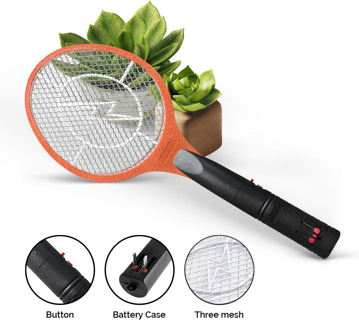 Electric Fly Mosquito swatter, 3 Layer Hollow Out Battery Operated Bug Zapper