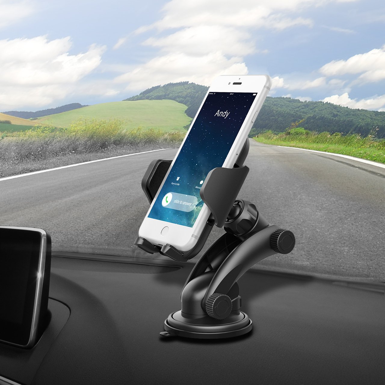 Mpow Car Phone Holder, Universal Dashboard Car Phone Mount Holder/w One