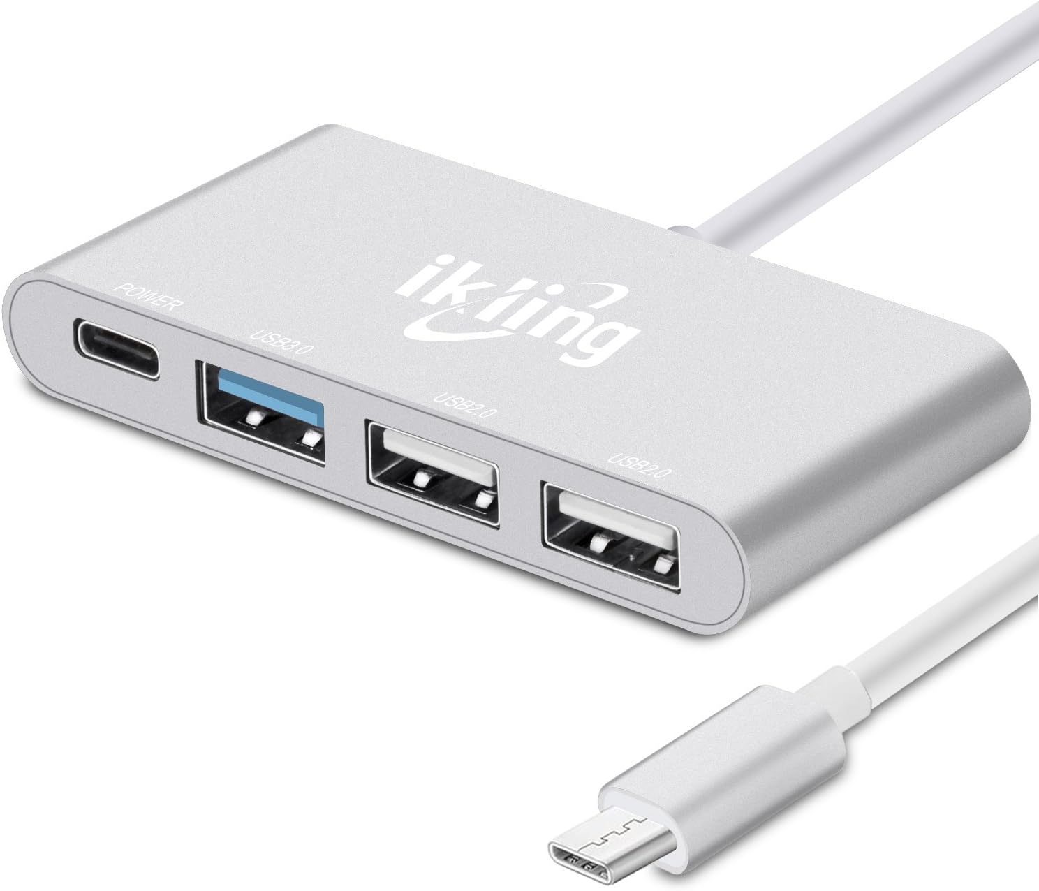USB C Hub Aluminum Adapter - ikling ik1611S (2017 New Design) Ultra Slim Portable USB C to USB A USB C Power Adapter for MacBook, MacBook Pro 2016, Lenovo, Asus, Google Pixel, USB Type C Device Owner
