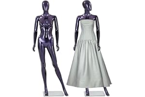 FURNDOOR Female Mannequin Full Body Purple - 70”Realistic Mannequin Display with Adjustable Head and Arms,Dull Polish Detachable Manequins Stand Metal Base