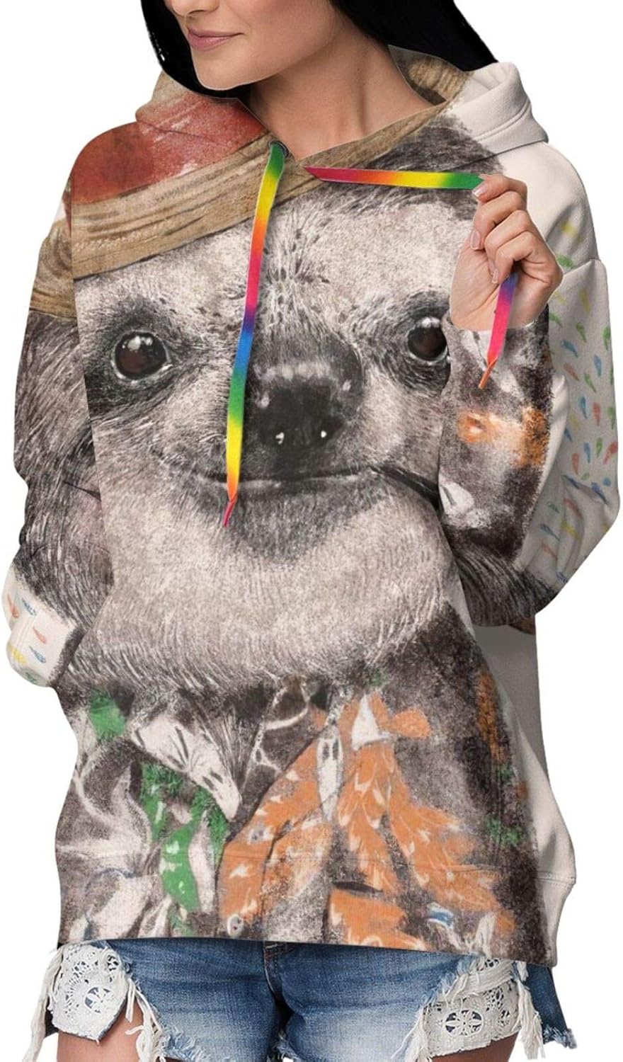 Pipe Holiday Sloth Cute Animal Hoodies Sweatshirts Tshirt for Women 