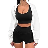 ANRABESS Womens Cropped Sweatshirt Long Sleeve Bolero Cardigan Open Front Shrug Workout Thumb Hole Y2K Tops Preppy Clothes