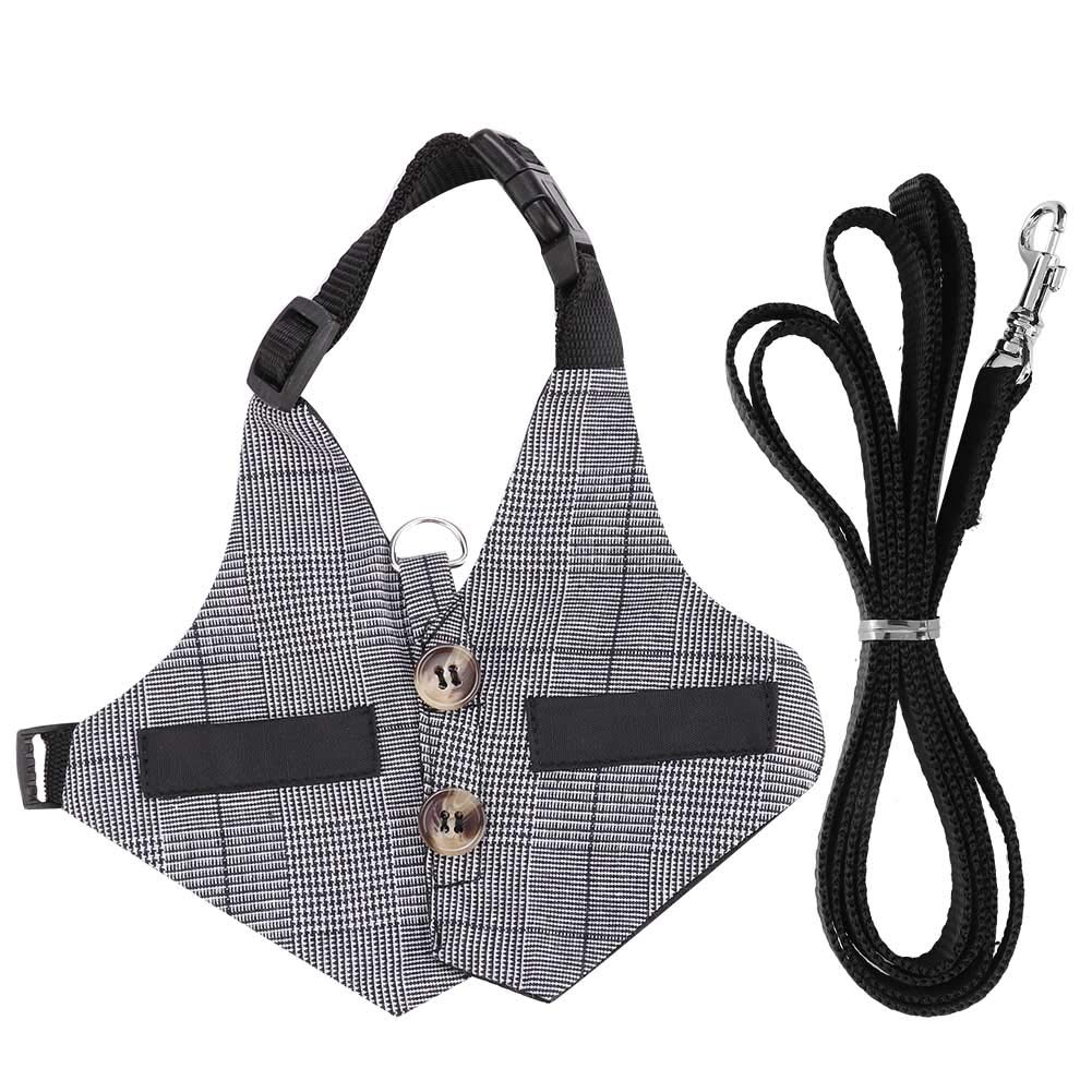 Small Animal Harness Gentlemanly Style Rabbit Breathable Harness with Leash Set for Bunny Pet Walking(S)