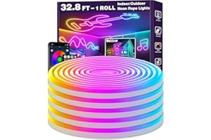 LETIANPAI Led Neon Rope Lights 32.8Ft,Control with App/Remote,Flexible Rope Lights,Multiple Mode Led Neon Strip,IP65 Outdoor RGB Neon Lights Waterproof,Music Sync Gaming Led Neon Strip Lights for Bedroom Indoor