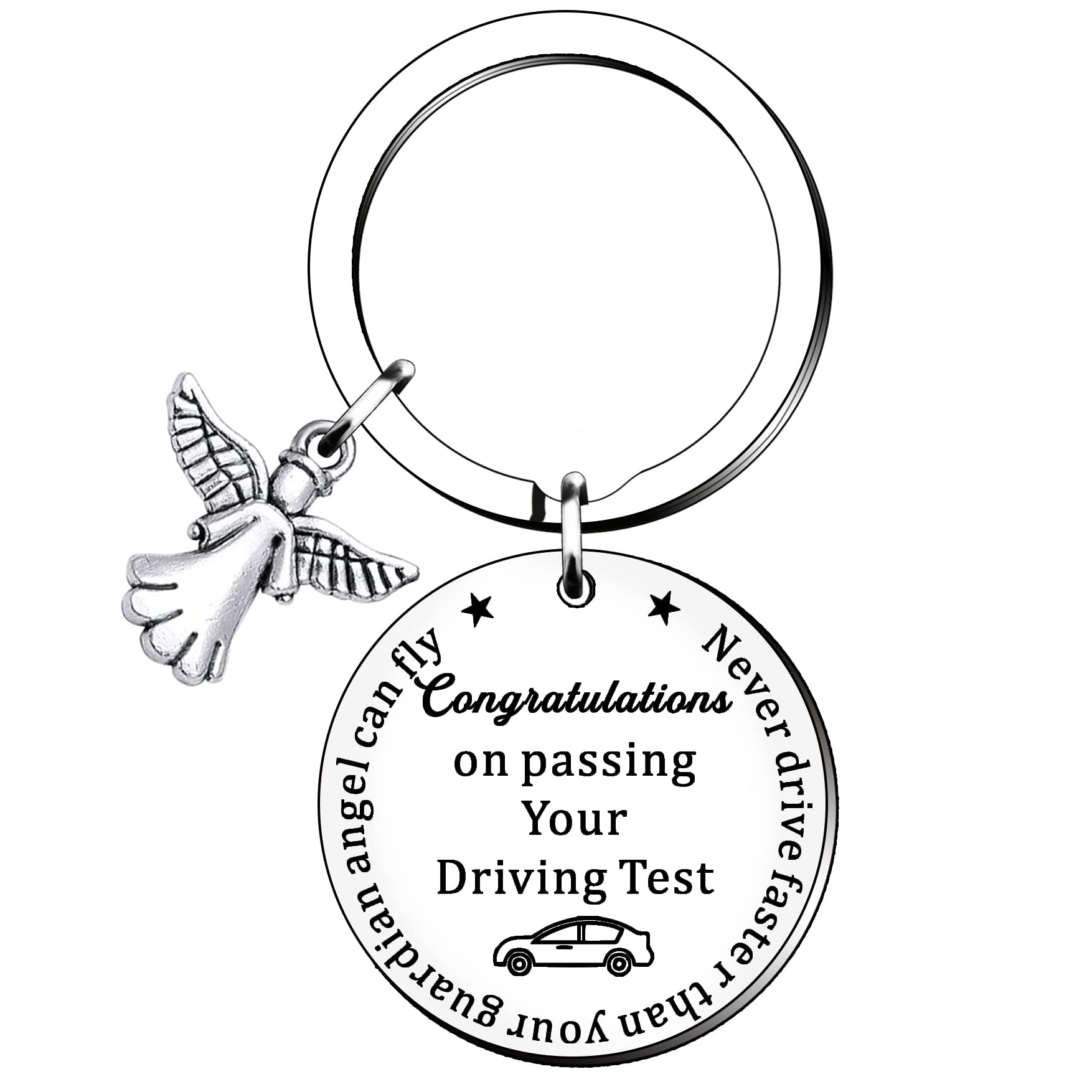 HULALA New Driver Gifts Keyring Women Men Teen Girls Boys Daughter Son Never Drive Faster Than Your Guardian Angle Can Fly Guardian Angel Car Keychain