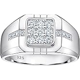 Heinlov D Color VVS1 Mens Moissanite Wedding Band 925 Sterling Silver Promise Rings For Him Round Cut Eternity Engagement Size 8-13