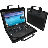 UZBL 13-14 Inch Zip Lite Always-on Chromebook Protective Hard Case with Accessory Pouch & Shoulder Strap