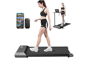 DeerRun Walking Pad, 2024 Upgrade Smart Under Desk Treadmill for Home Office, Quiet Portable Treadmill, APP/Remote Control, LED Display, Installation-Free