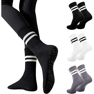 Lot De 5 Paires Chaussettes Antidérapantes Pilates Femme - Semelle Silicone, Taille 39-42, Coton, Pour Yoga, Sport, Maison - 13